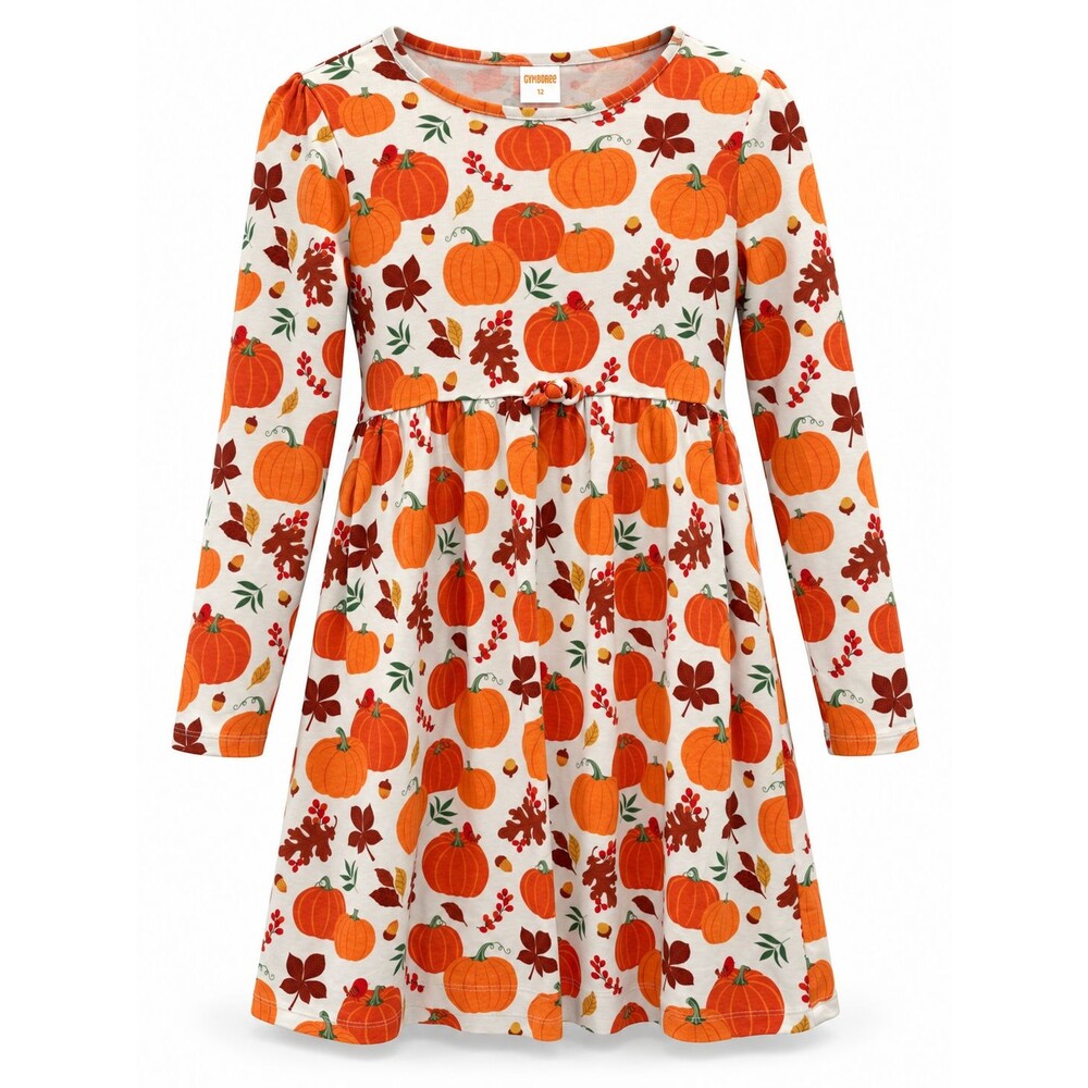 Gymboree Fall Pumpkin Autumn Thanksgiving Halloween Dress Girls 12 Cream Orange